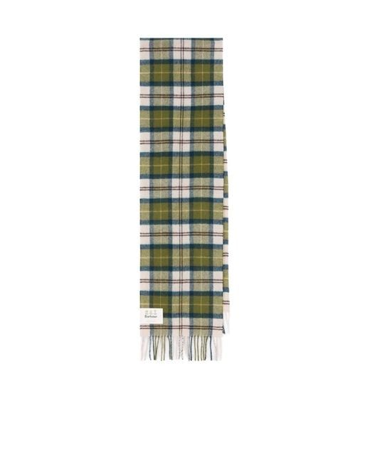 Barbour Green Tartan Checked Fringed Scarf for men