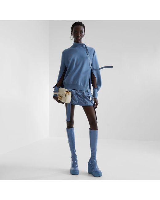 Fendi Blue Cut-Out Detailed Sweater