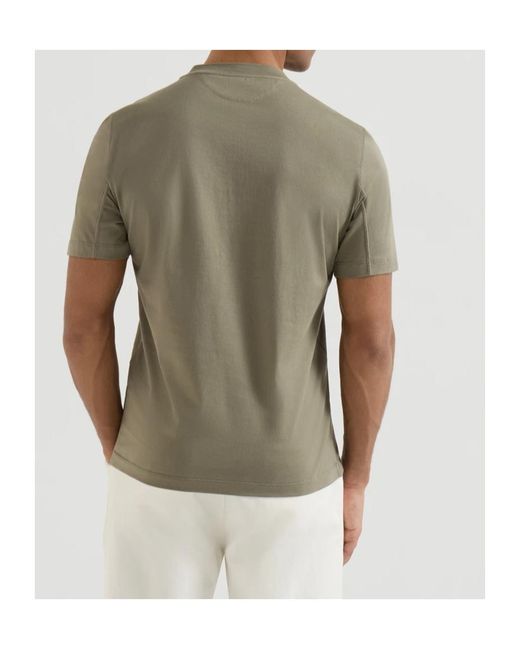 Brunello Cucinelli Green Cotton Jersey Crew Neck T-Shirt With Print for men