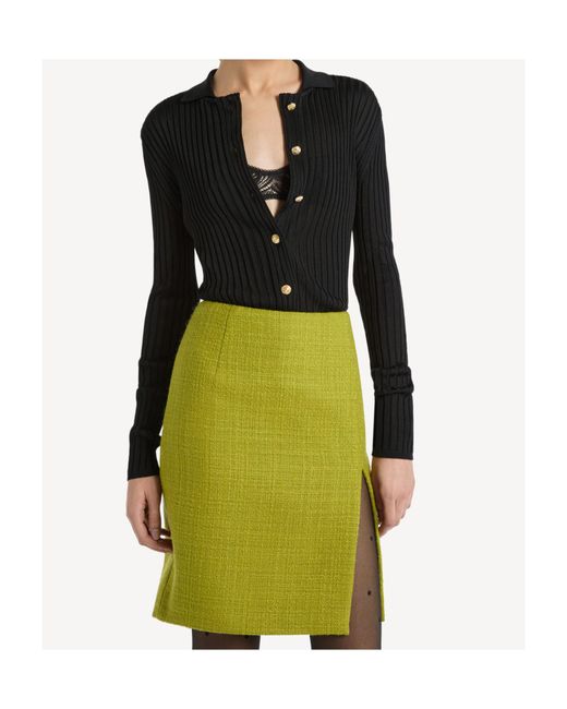 Balmain Black Buttoned Ribbed Knit Cardigan