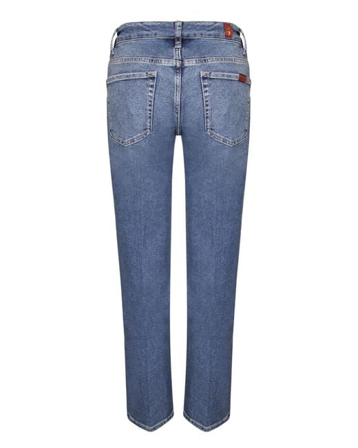 7 For All Mankind Blue Denim Trousers With Belt Loops