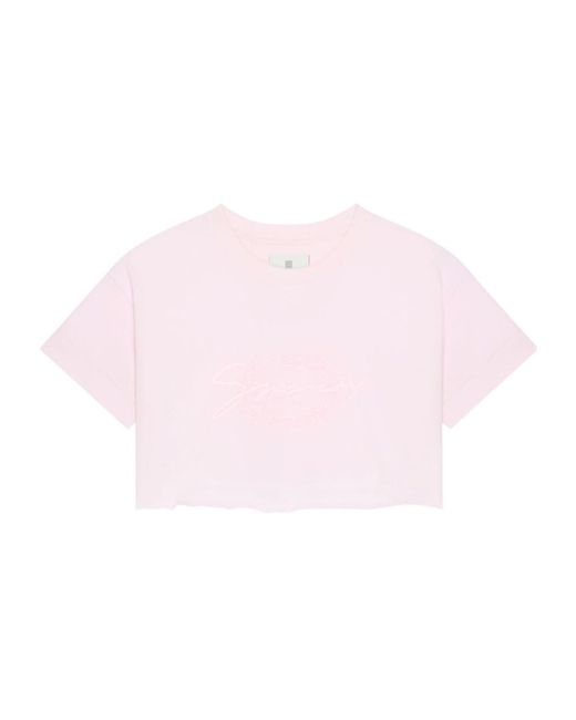 Givenchy Pink Logo Embroidered Cropped T-Shirt