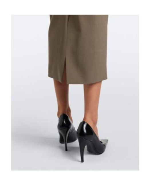 Mugler Brown Wool-Blend Pencil Skirt