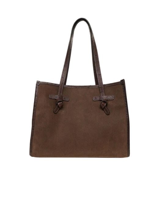Gianni Chiarini Brown Marcella Large Logo Patch Tote Bag