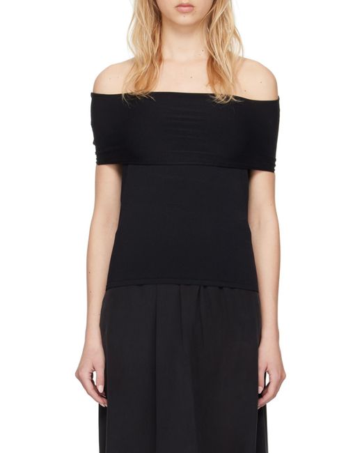 Quira Black Off-The-Shoulder Short-Sleeve T-Shirt