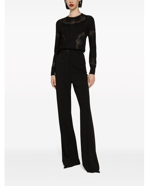Dolce & Gabbana Black Lace Detail Knit Top