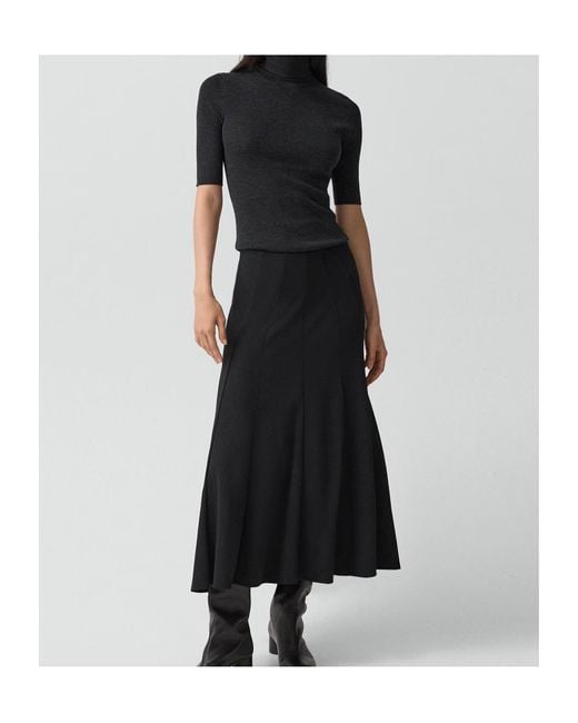 Theory Black Fluted Seam Skirt