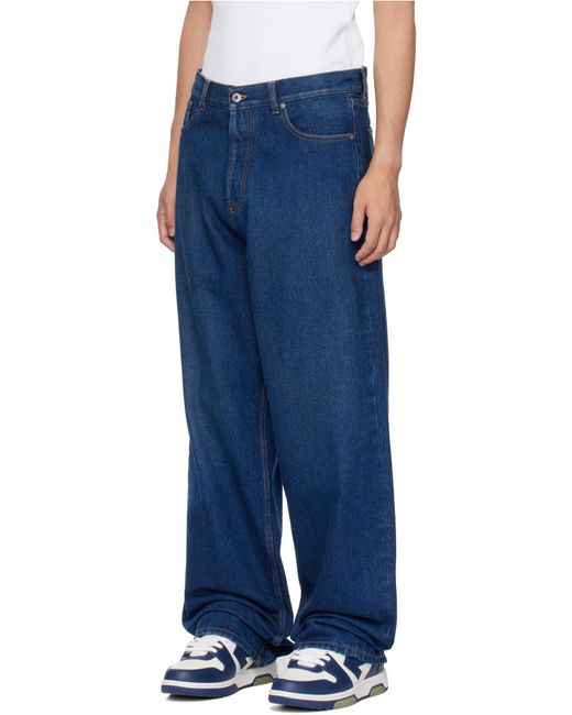 Off-White c/o Virgil Abloh Blue Logo Patch Wide Leg Jeans for men
