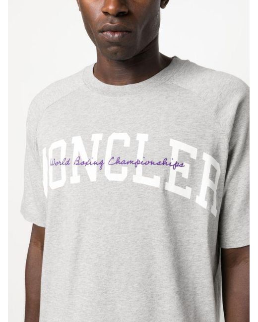 Moncler White Logo-Print Cotton T-Shirt for men