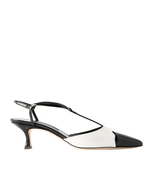 Manolo Blahnik Metallic Turgimod 50 Two-Tone Patent-Leather Pumps