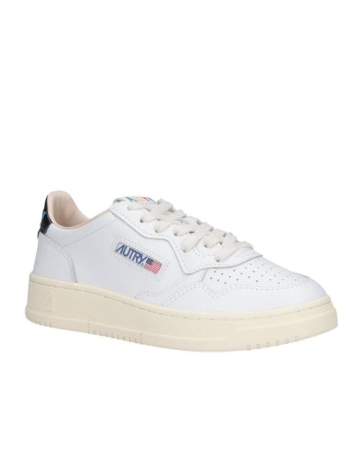 Autry White Logo-Patch Perforated Sneakers