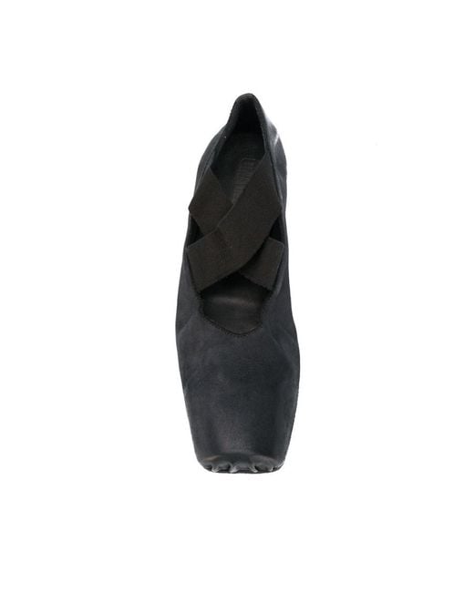 Uma Wang Black Square-Toe 23Mm Leather Ballerina Shoes
