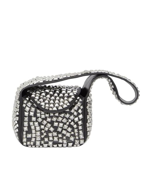 Alexander Wang White Spike Embellished Small Hobo Bag