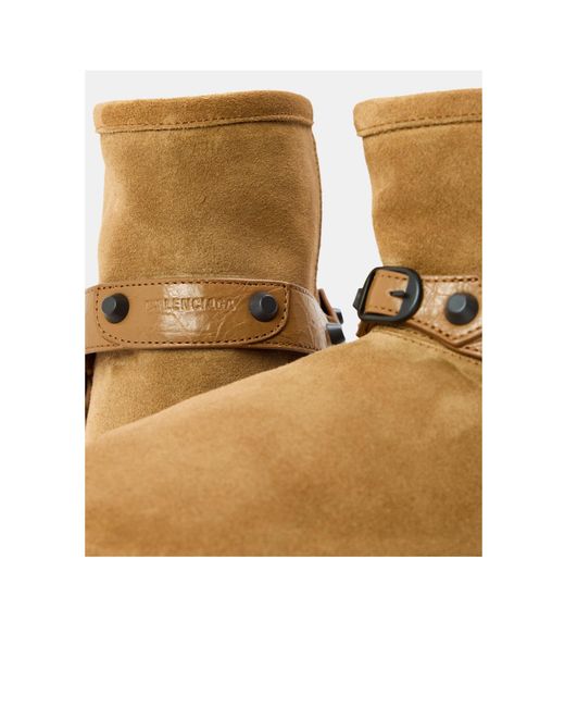 Balenciaga Brown Caramel Biker-Style Suede Snow Boots