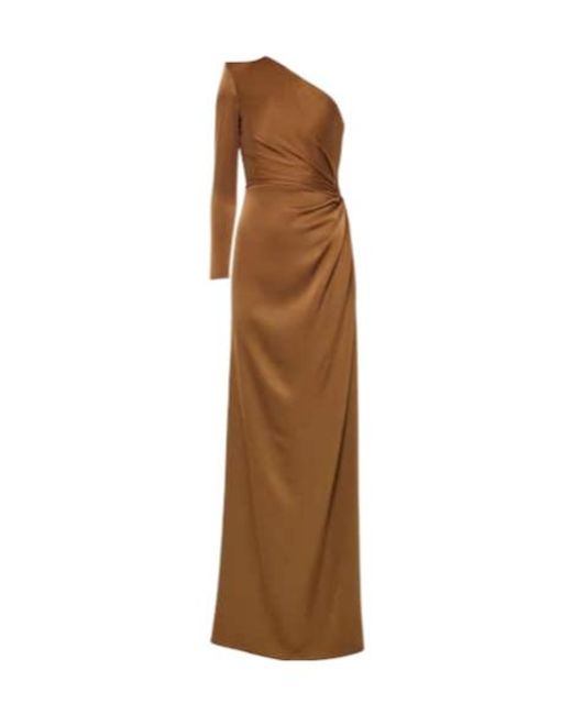 Alex Perry Brown One-Shoulder Satin Gown