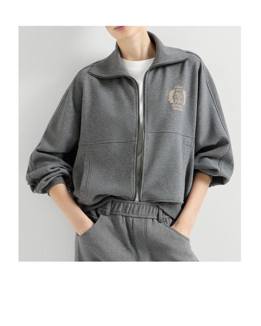 Brunello Cucinelli Gray Logo-Embroidered Zip-Up Hoodie