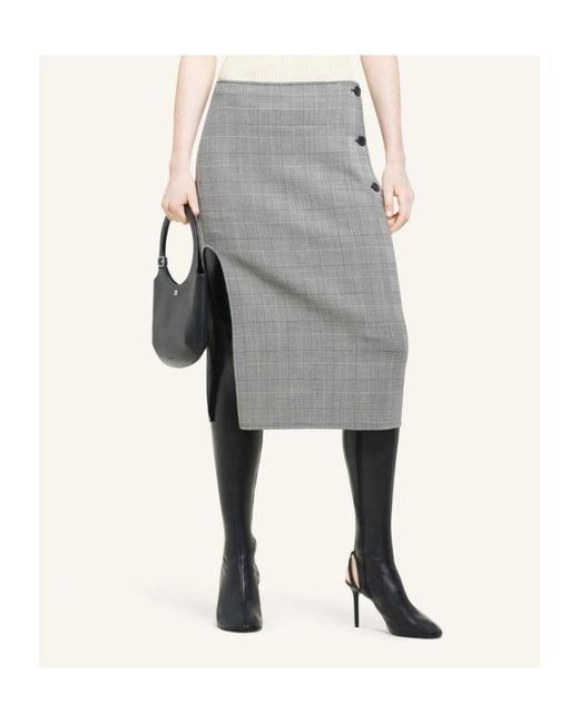 Courreges Gray Oblique Prince Of Wales Midi Skirt