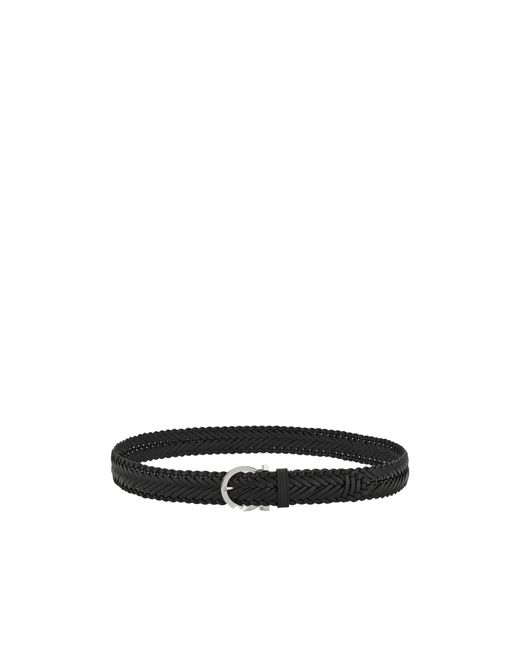Ferragamo White Ferragamo Eyewear Braided Leather Belt for men