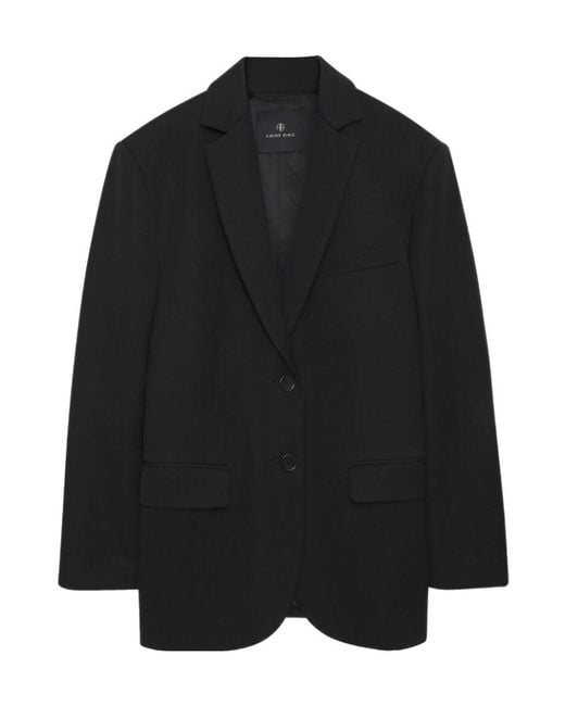 Anine Bing Black Quinn Single Breasted Oversized Blazer