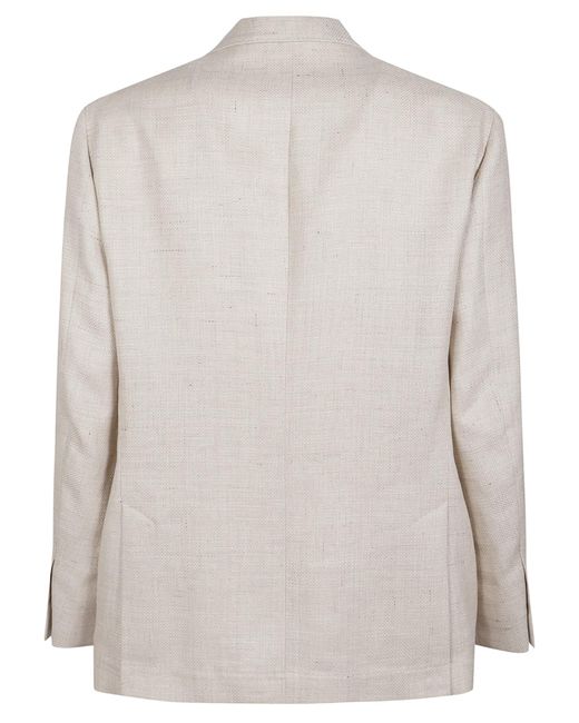 Brunello Cucinelli White Buttoned Flap-Pocket Blazer for men