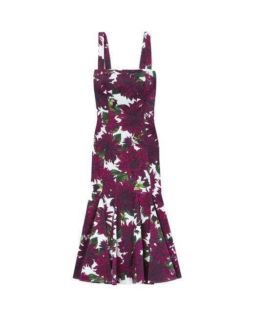 Oscar de la Renta Purple Floral Print Dress