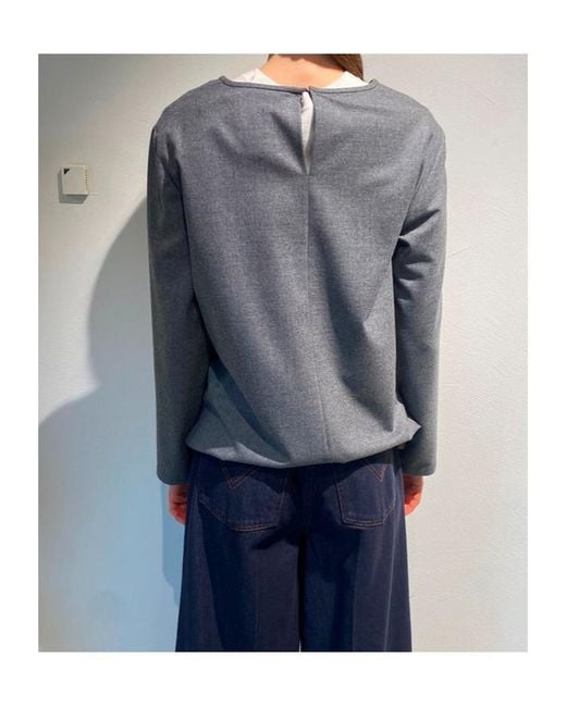 Max Mara Gray Long-Sleeved Top