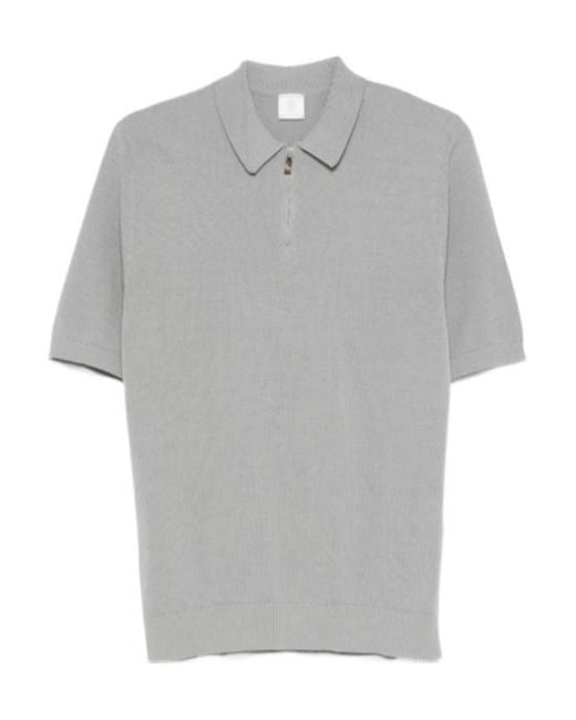 Eleventy Gray Zip Polo Shirt for men