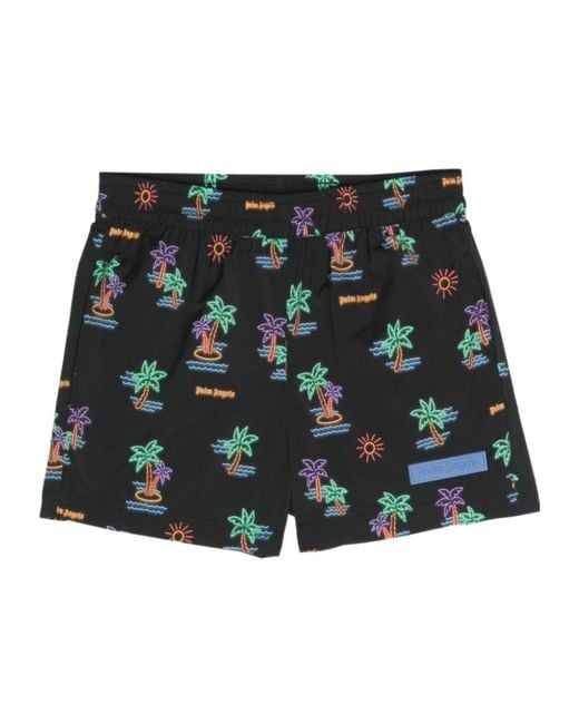 Palm Angels Green Neon Palms Swim Shorts for men