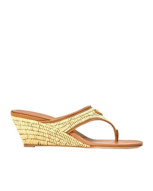 Prada Brown Wedge Slide Sandals