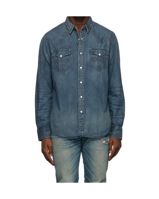 RRL Blue Ralph Lauren Western Denim Shirt for men