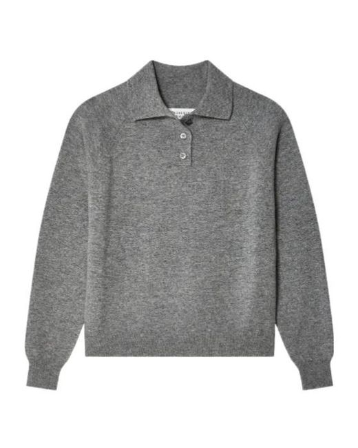 Maison Margiela Gray Fine-Knit Polo Shirt