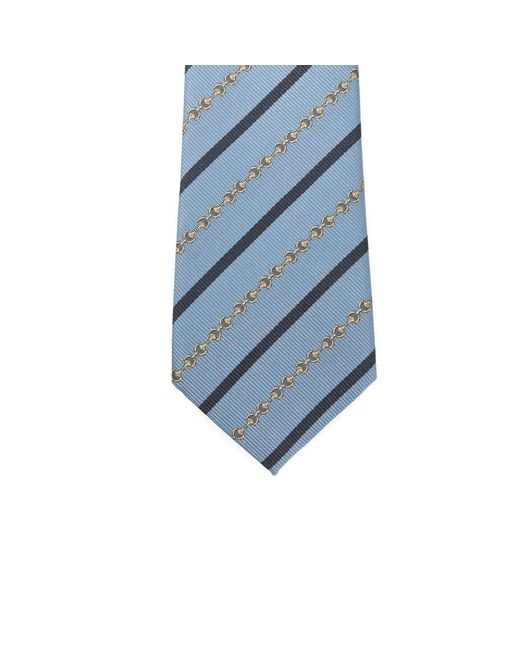 Gucci Blue Diagonal Horsebit Silk Jacquard Tie for men