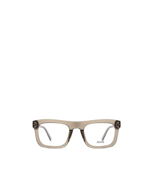 Zegna Metallic Square Frame Glasses for men