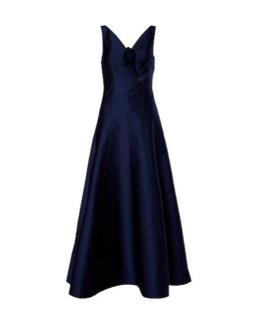 Roland Mouret Blue Floral-Appliqué Taffeta Maxi Dress
