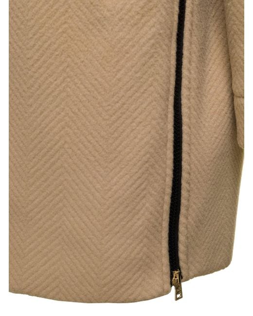 Herno Natural Zip-Up Hooded Coat
