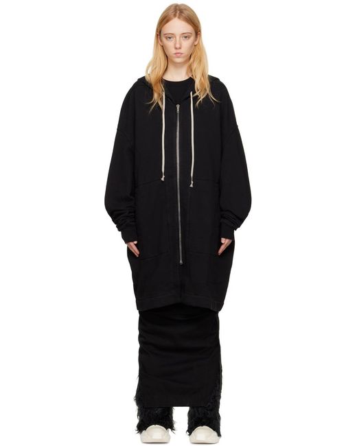 Rick Owens Black Two-Pocket Organic-Cotton Hoodie for men