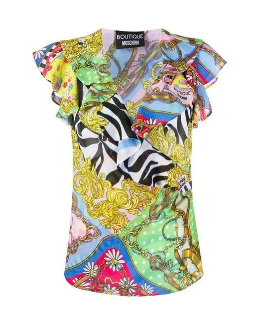 Moschino Multicolor Mixed Printed Short-Sleeve T-Shirt