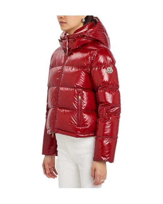 Moncler Red Niveole Padded Hooded Nylon Jacket