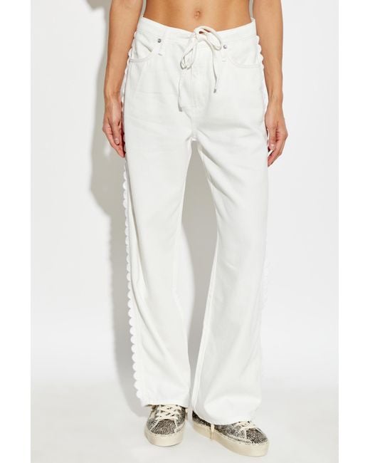 Rag & Bone White Scallop-Trim Drawstring Jeans