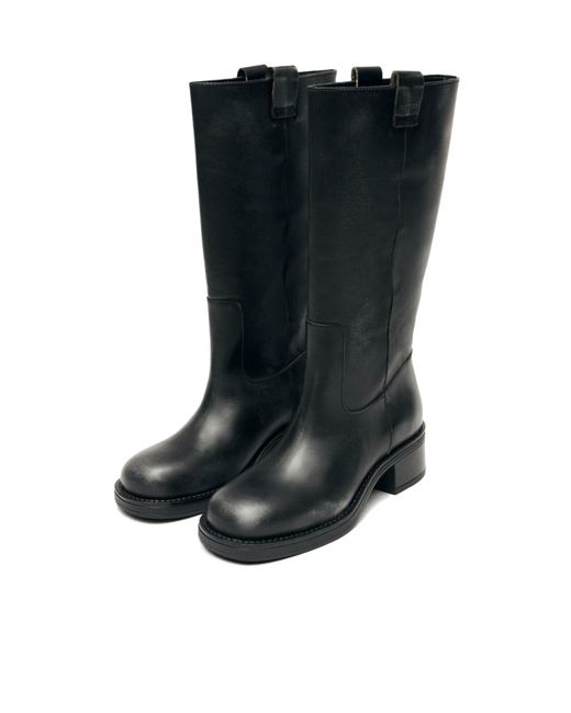 Alohas Black Sajan Round-Toe Knee-High Boots