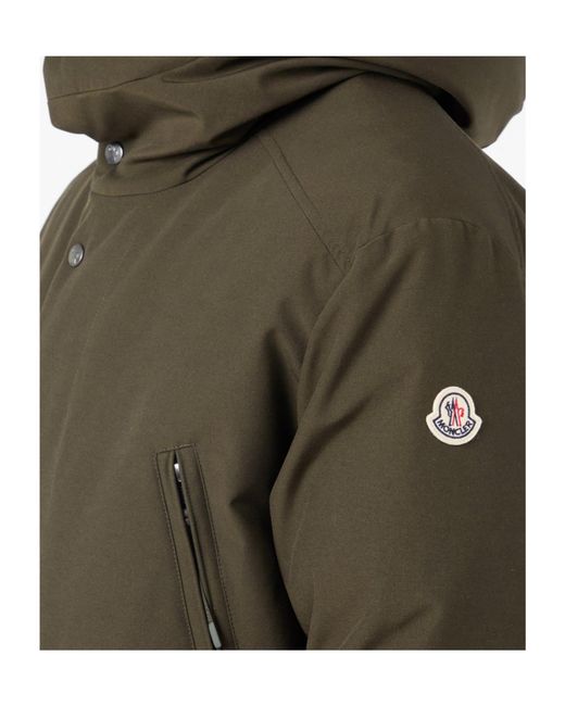 Moncler Green Hooded Parka With Snap Closure for men