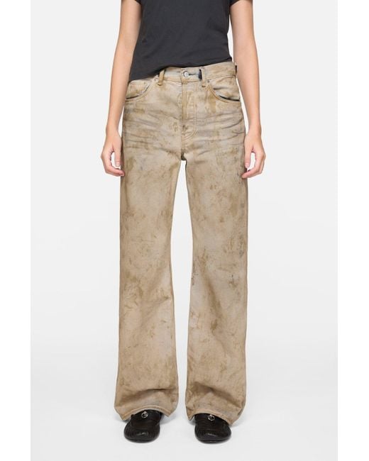 Acne Natural Patch Denim Wide-Leg Jeans