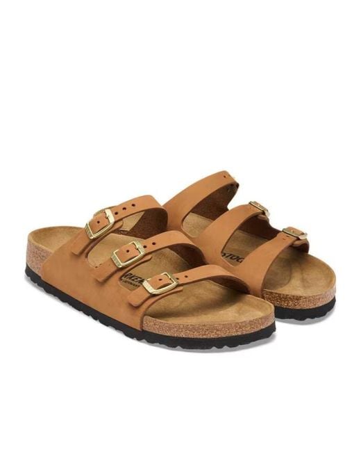 Birkenstock Brown Florida Fresh Triple-Strap Slides