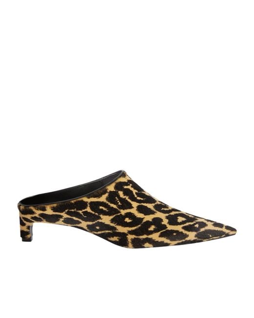 Jil Sander Brown Leopard-Printed Pointed Toe Mules