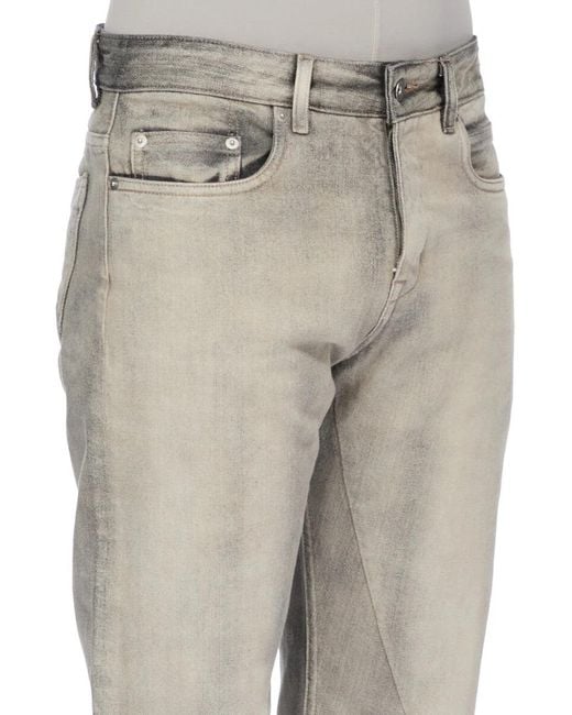 Rick Owens Gray Fog Cut Faded-Effect Jeans for men