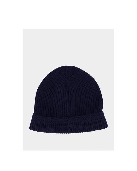 Tom Ford Blue Tf Patch Ribbed Beanie for men