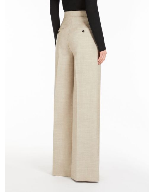 Max Mara Natural Button Detailed Wide-Leg Trousers