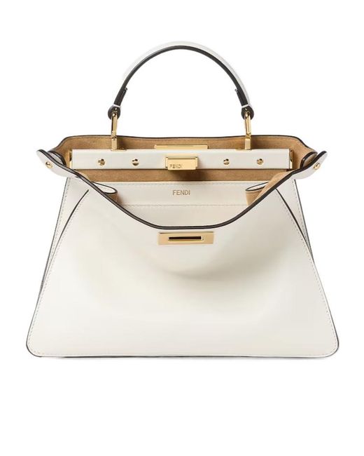Fendi White Peekaboo Iseeu Small Tote Bag