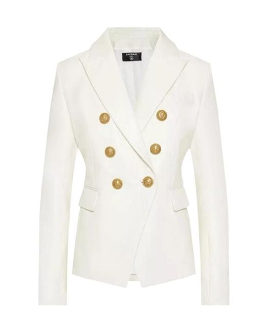 Balmain White Classic 6-Buttoned Blazer