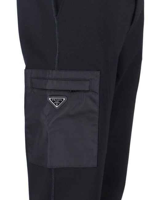 Prada Blue Elastic Waist Casual Pants for men